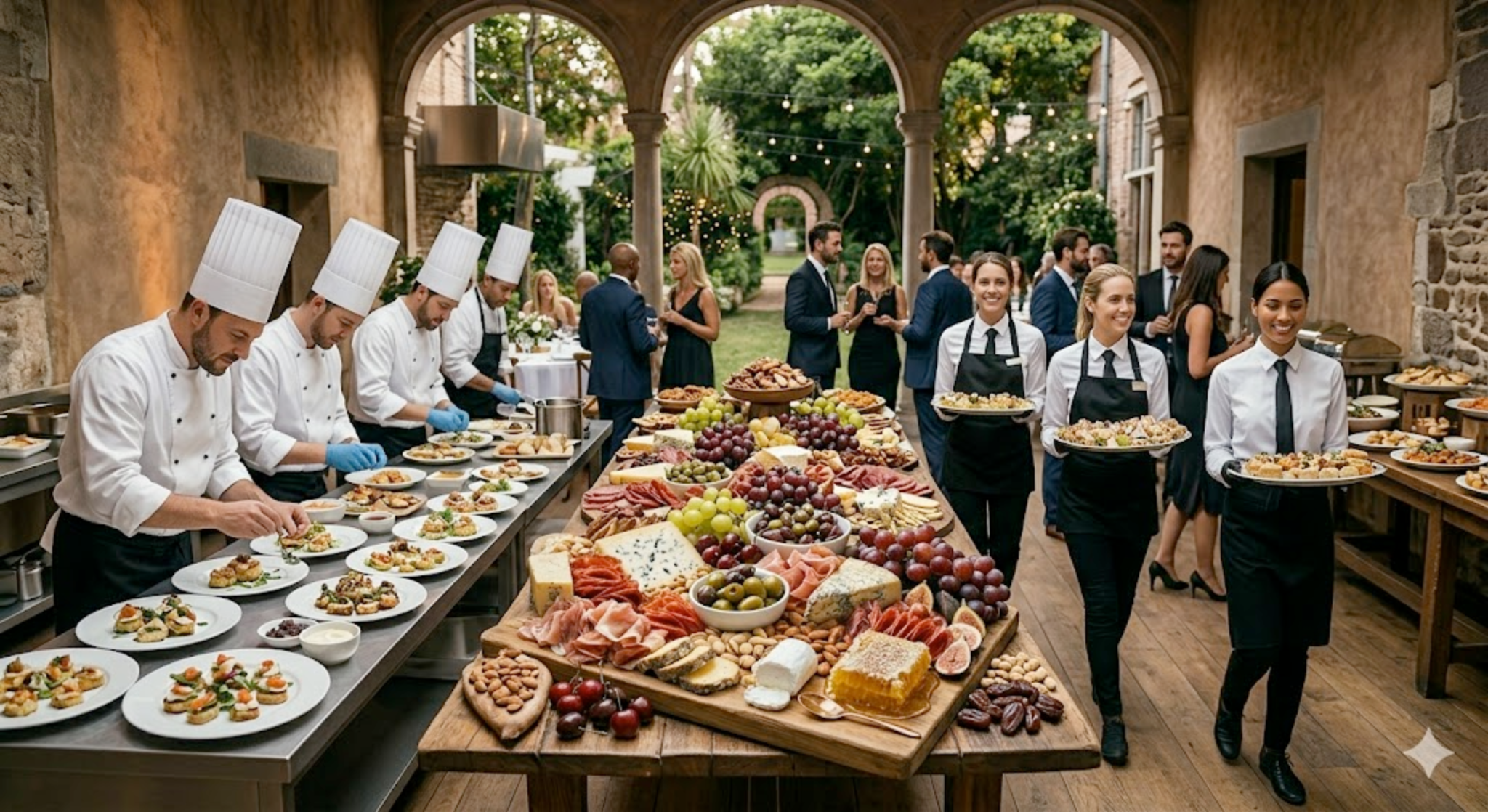 Delnaro catering team serving guests at an elegant event